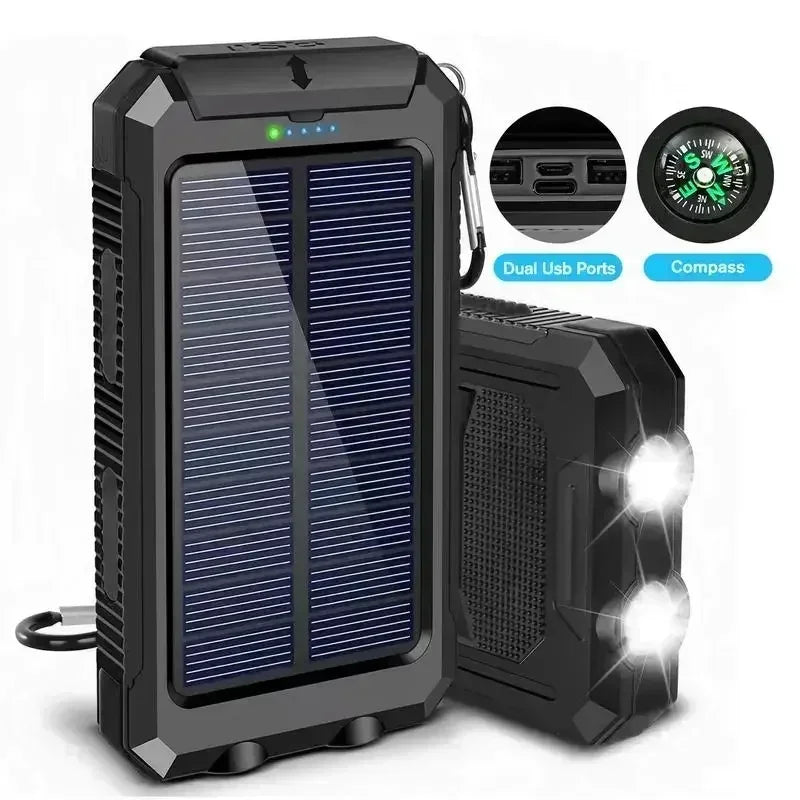 10000mAh Solar Power Bank 4-In-1 Fast Charge LED Light
