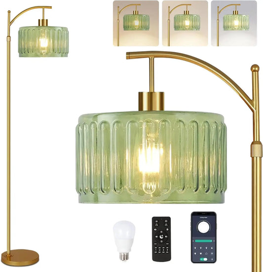 Gold Dimmable Floor Lamp With Remote Mid Century Brass