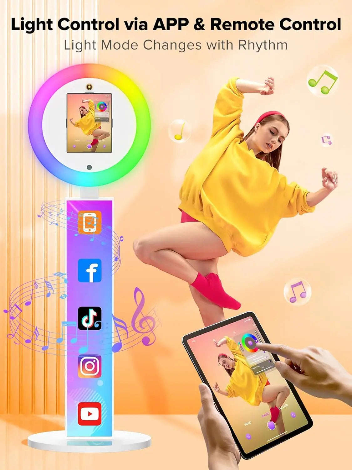 Neson Portable iPad Photo Booth With RGB Ring Light