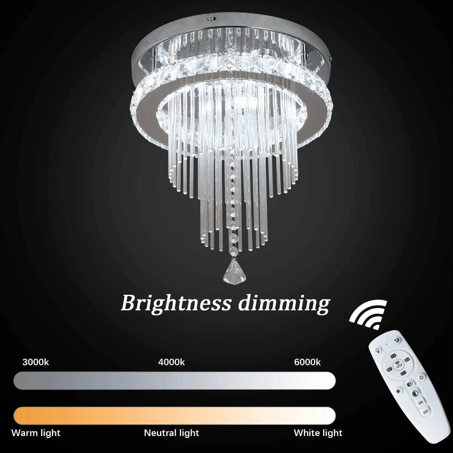 Deckrico Drop Crystal Pendant Light Chandelier For Living Room