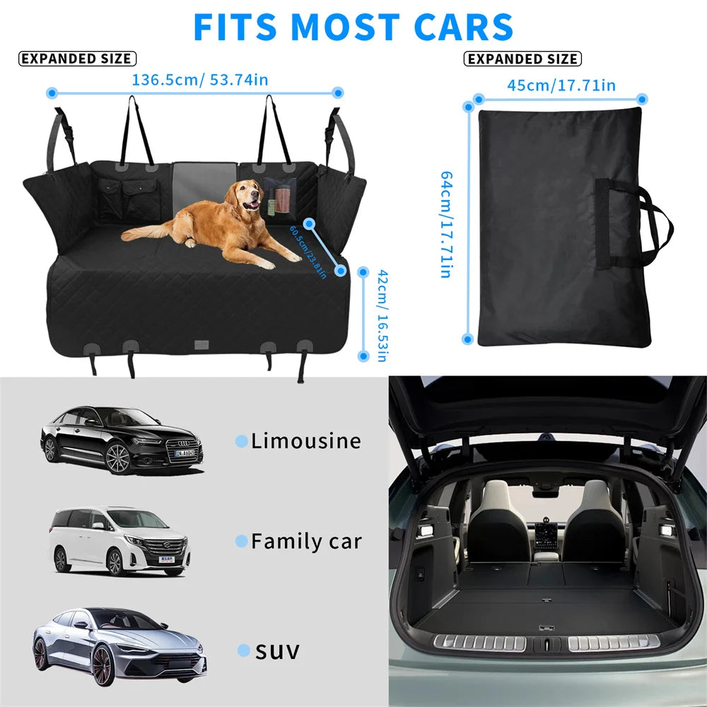 Waterproof Back Seat Extender Dog Car Seat Cover With Mesh Window Storage Pocket