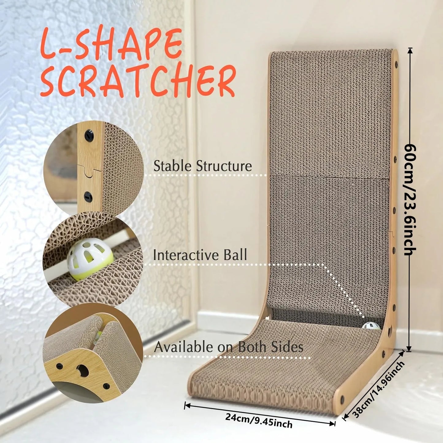NONECN L Shape Cat Scratcher Pad For Indoor Cats Safe