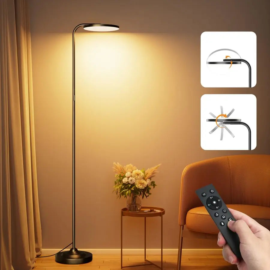 36W LED Floor Lamp Dimmable Torchiere With Remote Control