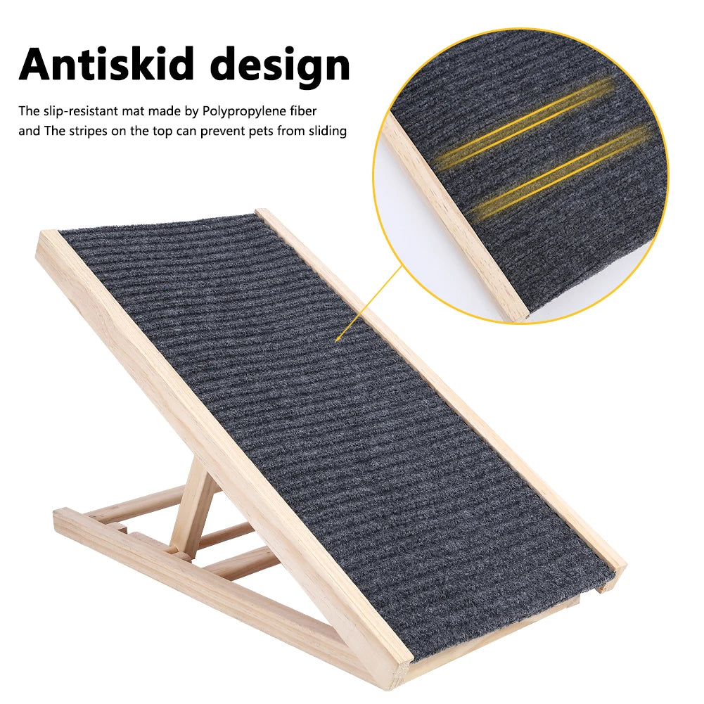 TWISTER.CK Dog Ramp Ladder Natural Pine Wood Folding