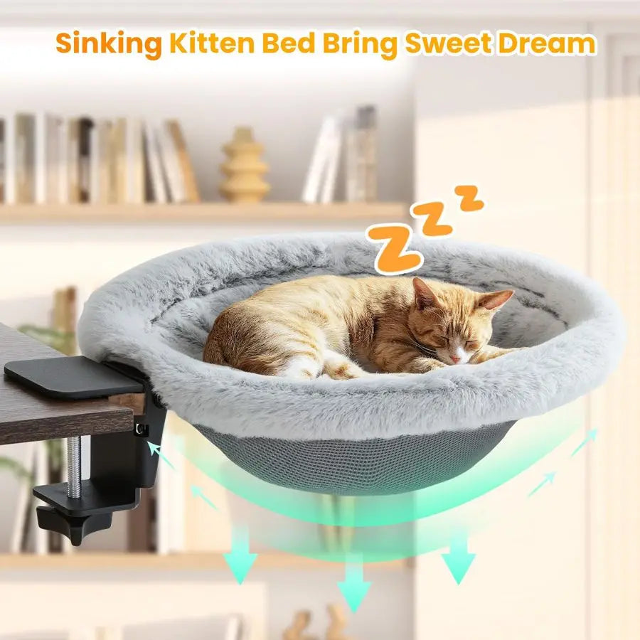 Cat Desk Bed With Premium Clamp On Desk Edge Hammock