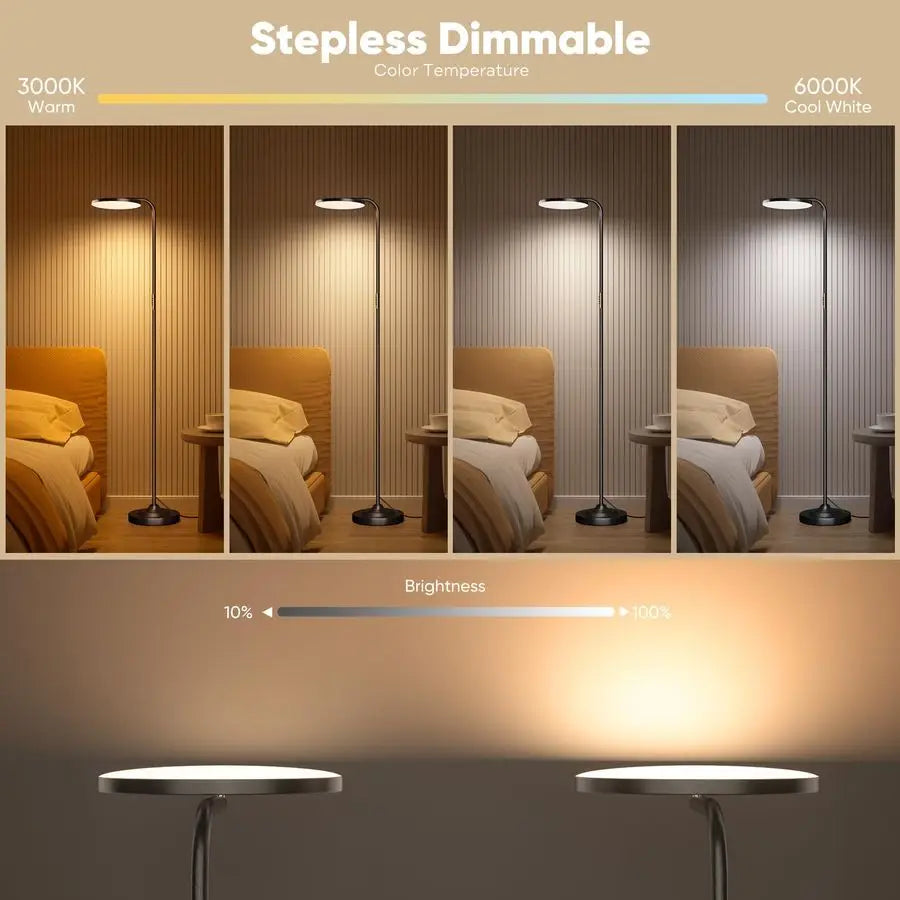 36W LED Floor Lamp Dimmable Torchiere With Remote Control