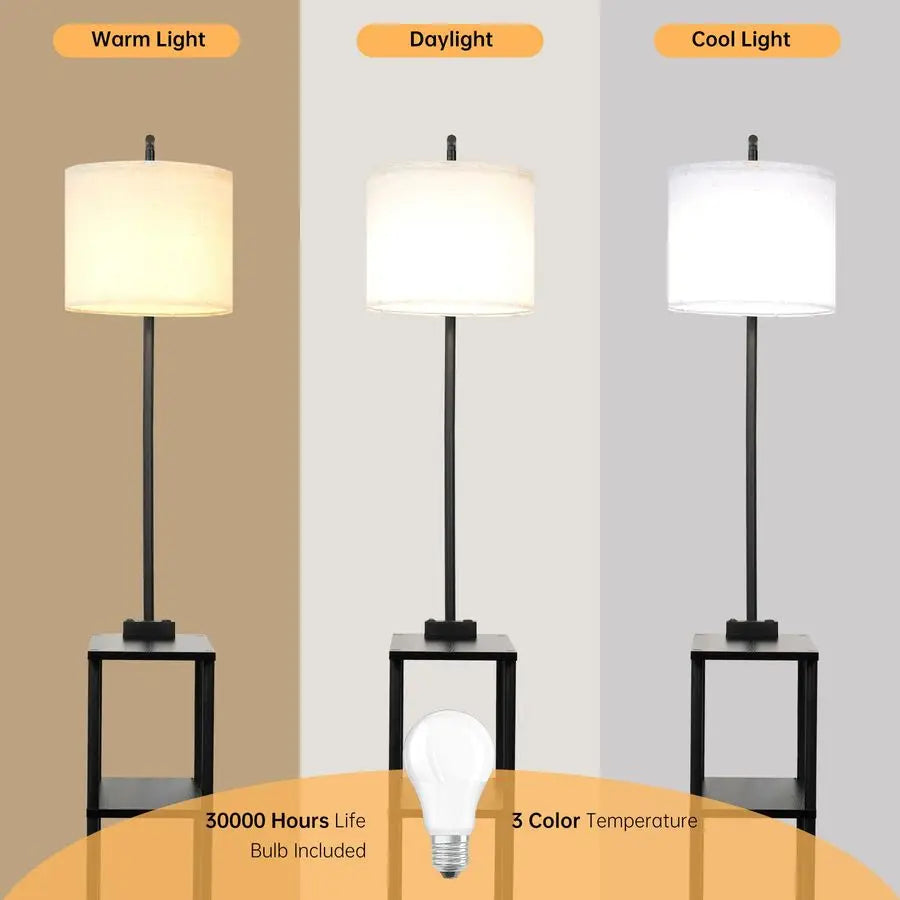 Lamp With Side Table USB Charging And 3 Color Temperatures