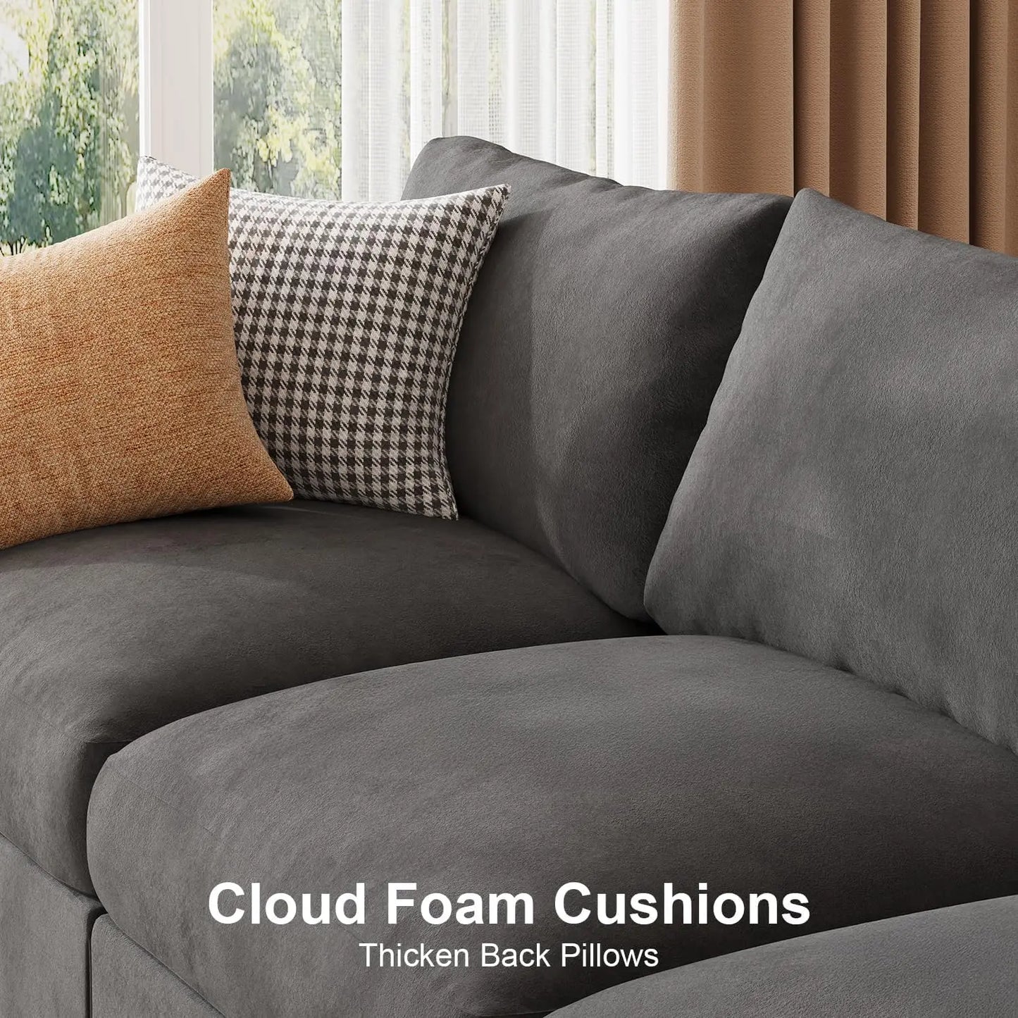 Velvet Modular Sectional Sofa U Shaped Sleeper Couch Living Room
