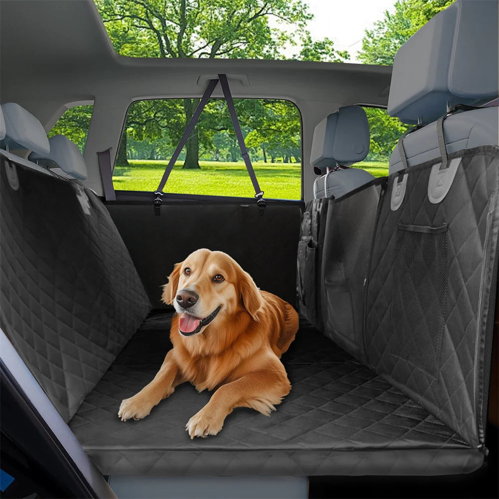 Waterproof Back Seat Extender Dog Car Seat Cover With Mesh Window Storage Pocket
