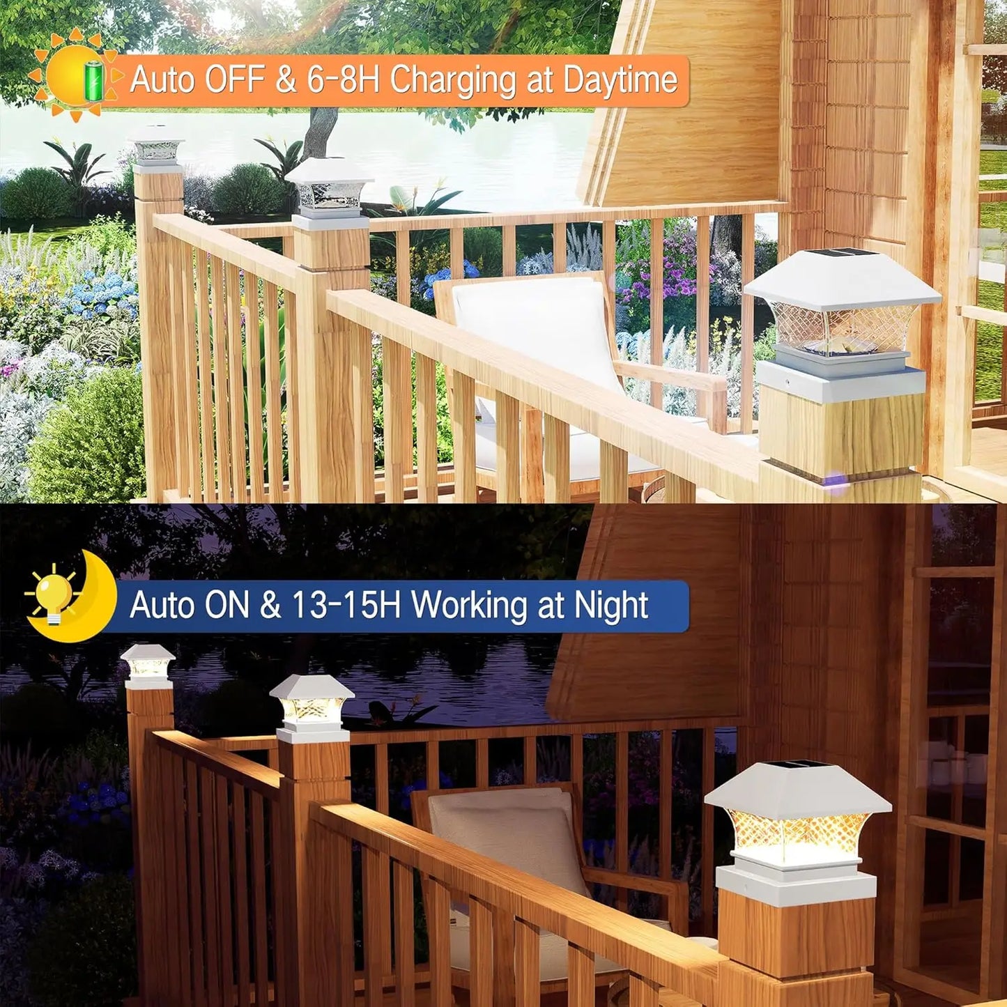 SZRSTH Solar Post Cap Lights For Wooden PVC Fence Posts