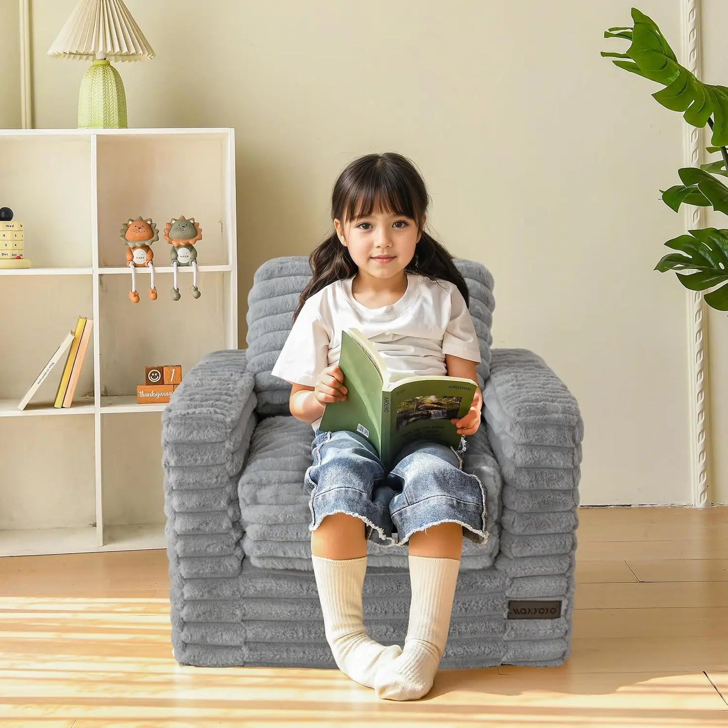 Comfy Faux Fur Bean Bag Sofa With Filler And Pillows Upholstered Floor Couch