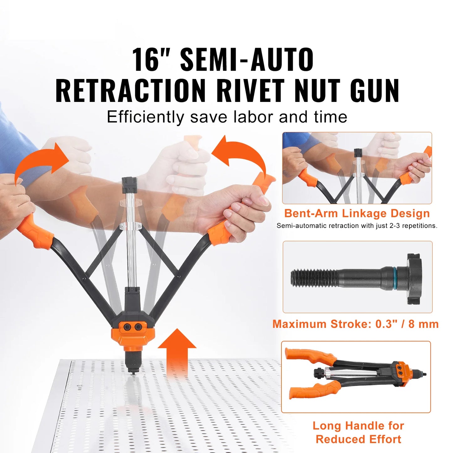 SucceBuy 14/16 Inch Rivet Nut Tool Kit With Mandrels