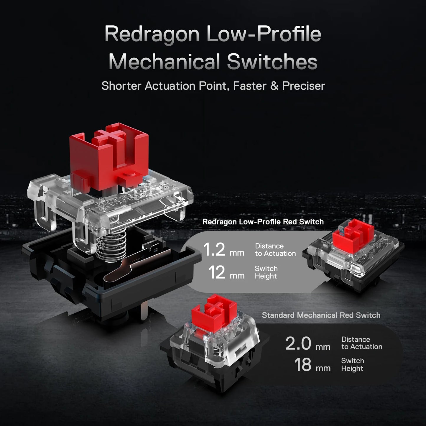 Redragon K621 Horus TKL Wireless RGB Low Profile Mechanical Keyboard