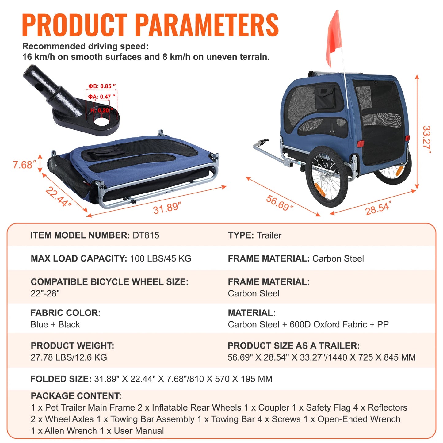 Dog Bike Trailer Carrier SucceBuy With Reflectors And Flag