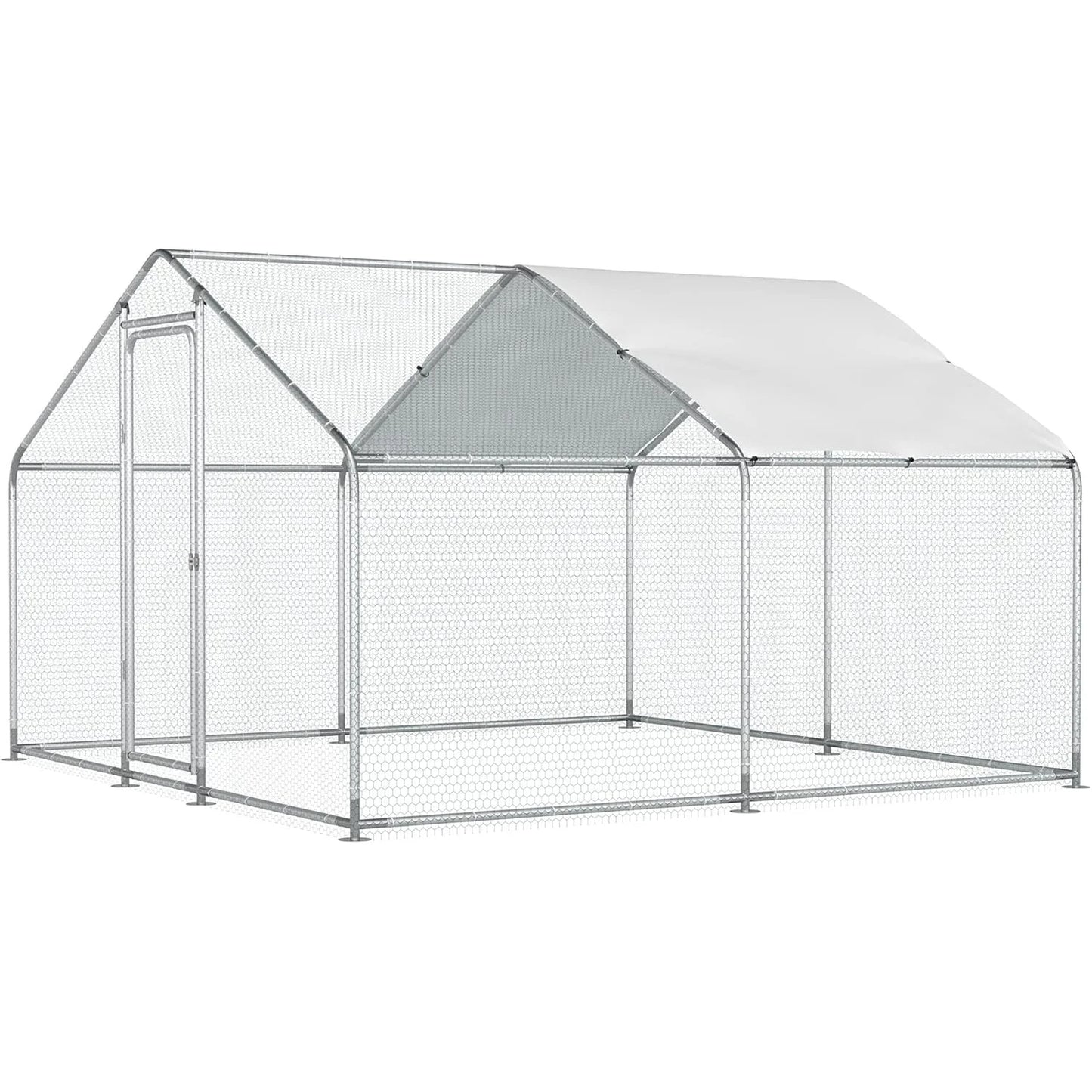 Walk-In Metal Chicken Coop With Waterproof Cover