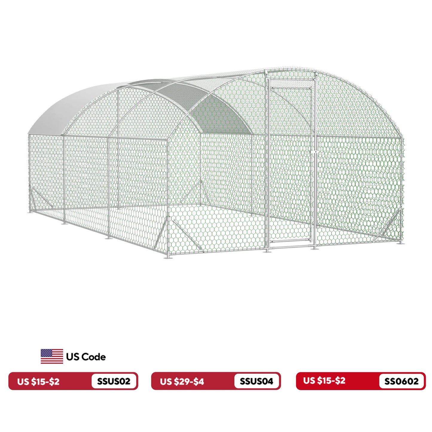 Large Metal Chicken Coop Walk In Run With Waterproof Cover