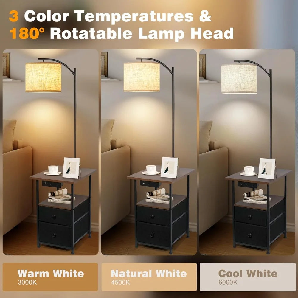 Floor Lamp With Table And Two Drawers Reading Lamp