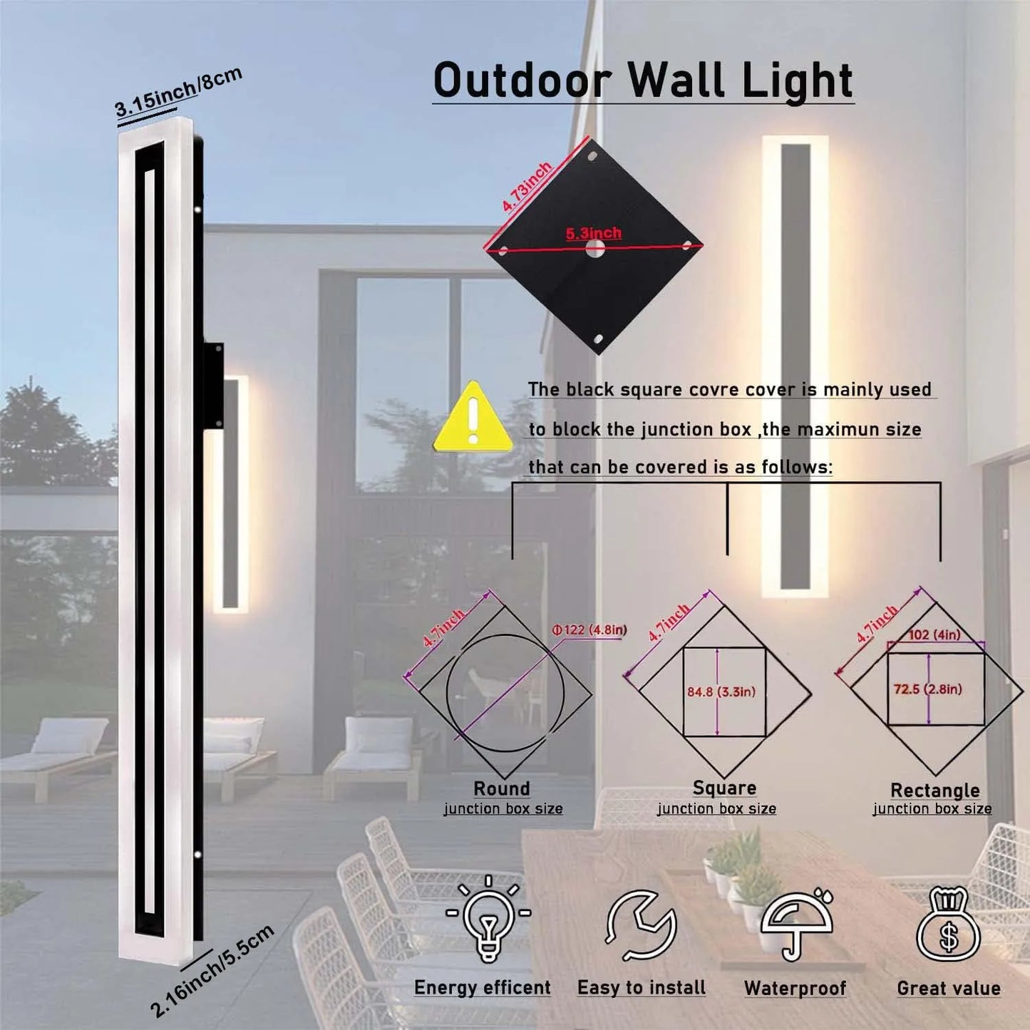 Modern Outdoor Long Strip LED Wall Lighting Fixture IP67
