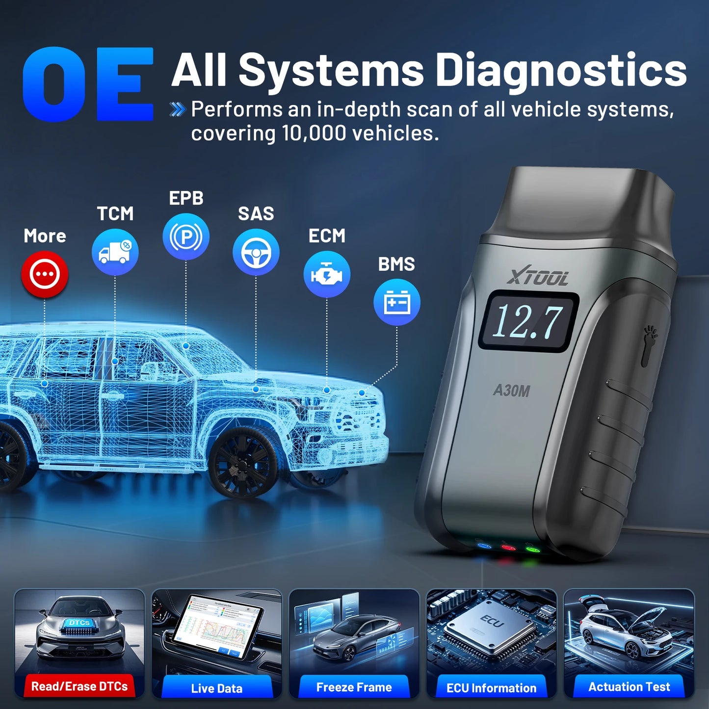 XTOOL A30M V2.0 Full System Diagnostic Tool Bidirectional Scanner