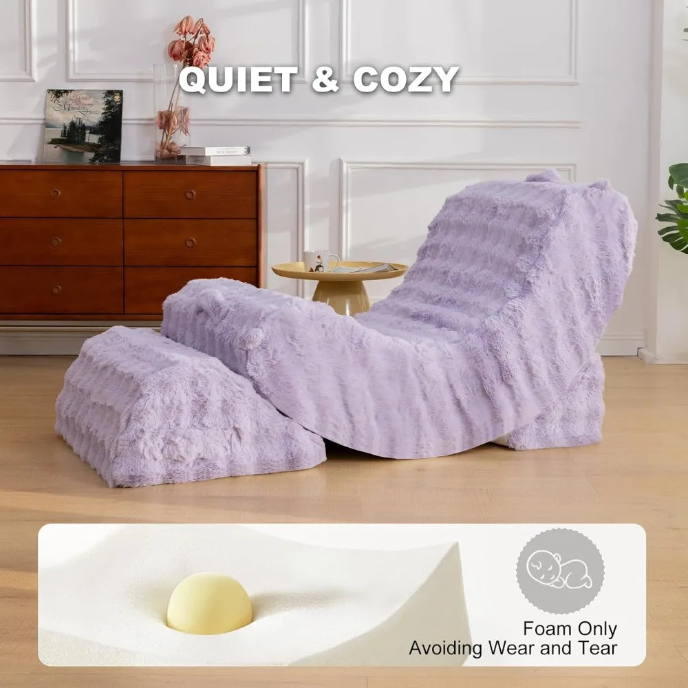 Memory Foam Bean Bag Chair With Adjustable Backrest Detachable Footrest