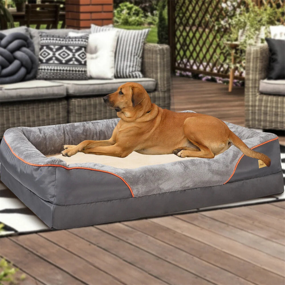 BORWART Waterproof Orthopedic Memory Foam Dog Bed With Removable Cover