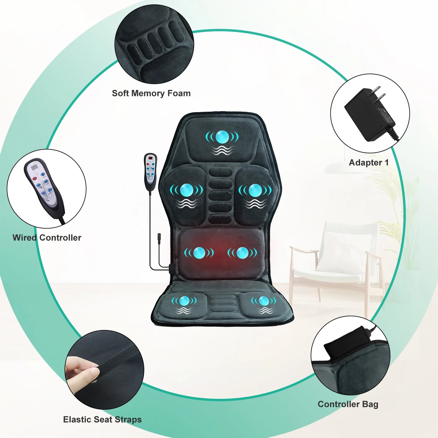HIMOUTAE Massage Seat Cushion With Heating Full Body Vibration