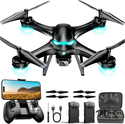 Beginner Drone with 1080P Camera, Gesture Selfie, Altitude Hold, One Key Start, 3D Flips, 2 Batteries