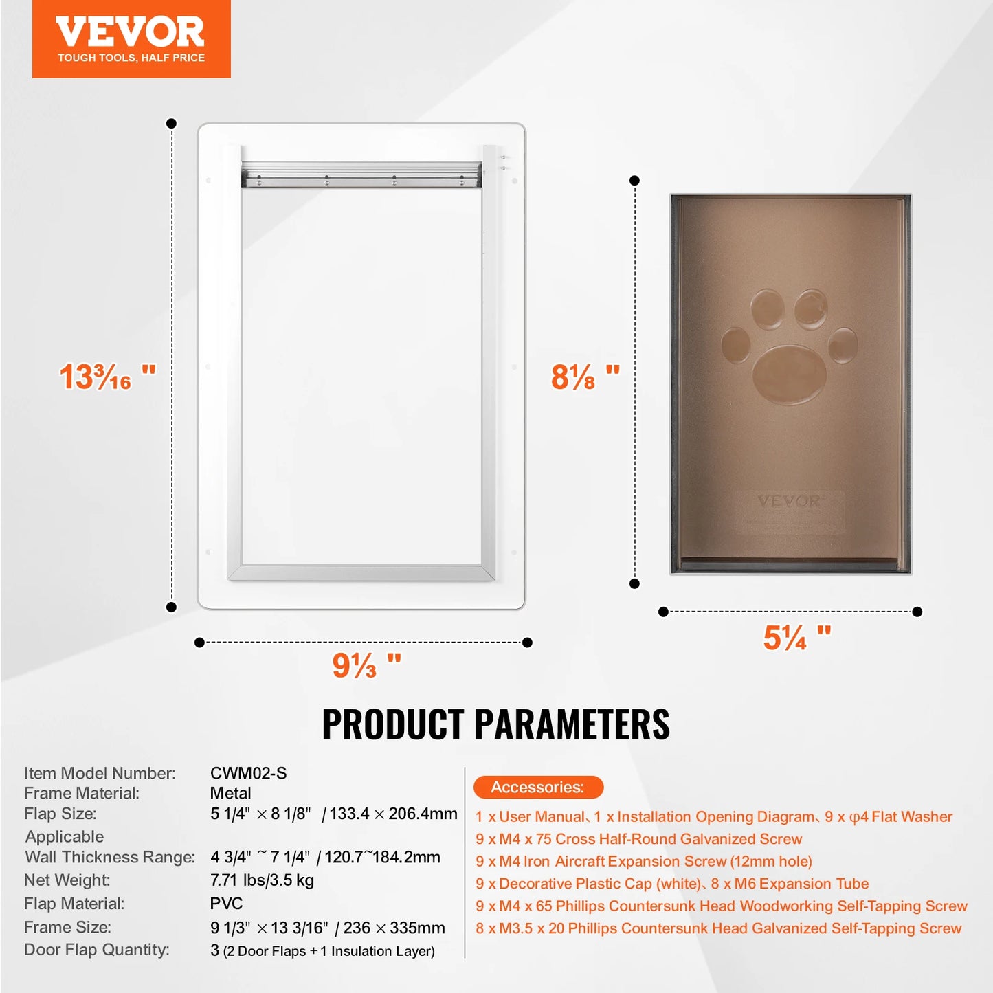 SucceBuy Pet Door With Lock And 3 Flap System Weatherproof