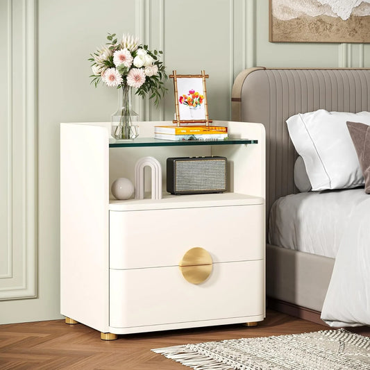 LITTLE TREE Nightstand With Drawers And Open Shelf