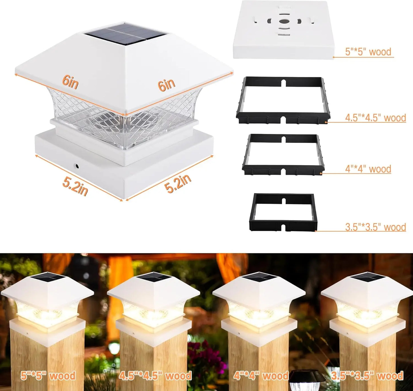 SZRSTH Solar Post Cap Lights For Wooden PVC Fence Posts
