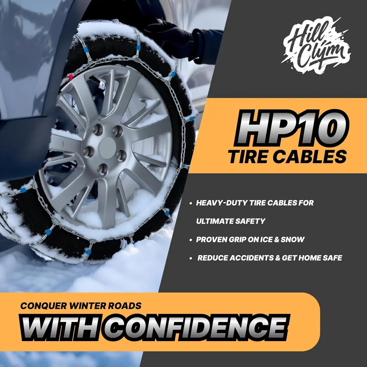 Quick-Fit Snow Chains For Cars, Light Trucks And SUVs Easy-Install