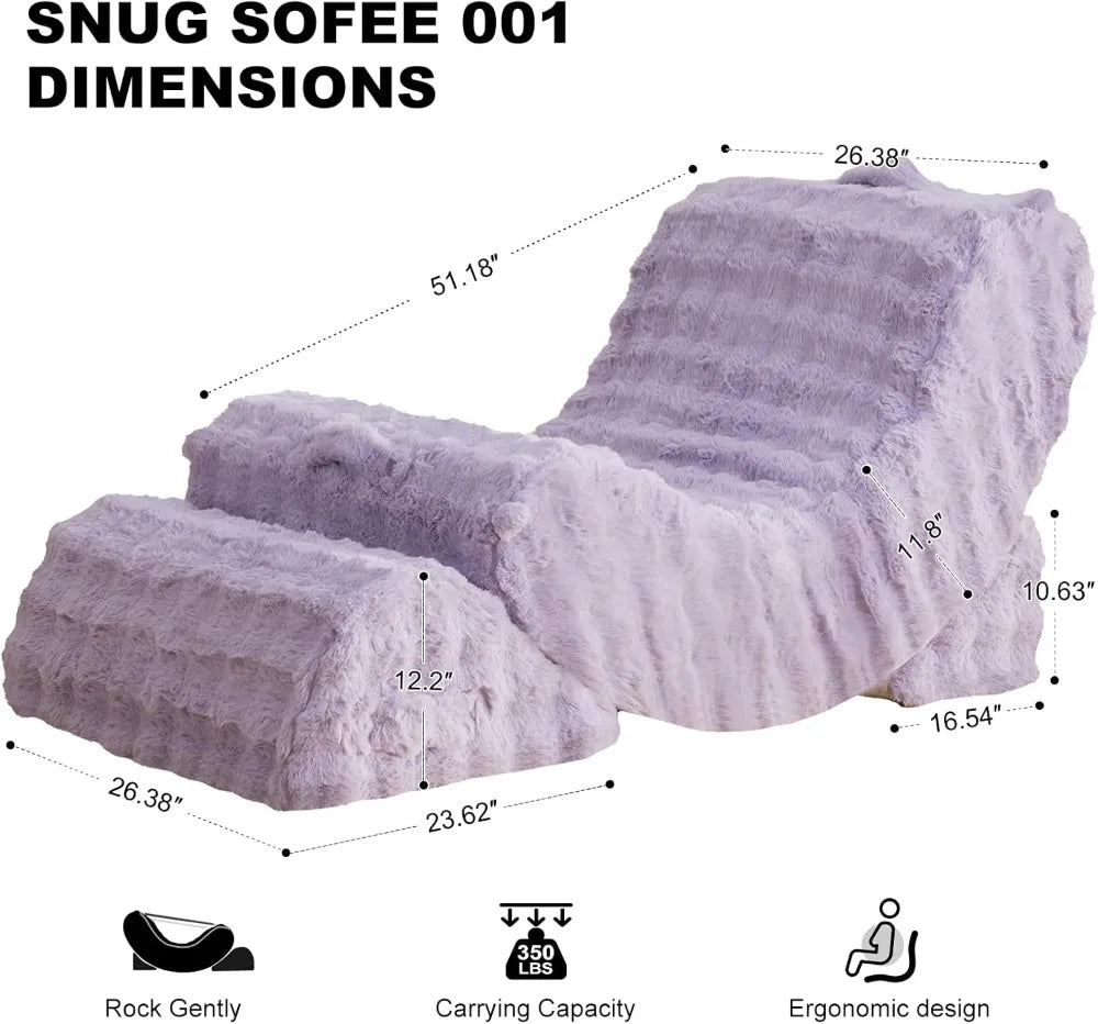 Memory Foam Bean Bag Chair Velvet Fabric With Adjustable Backrest