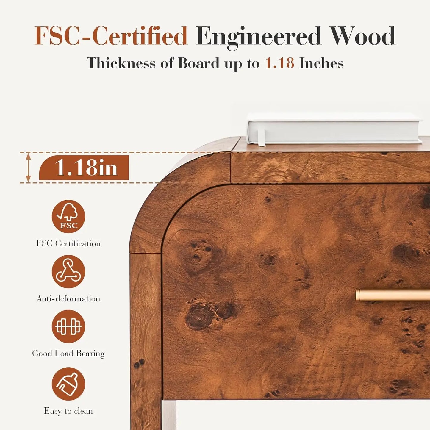 Two FSC Certified Nightstands With One Drawer And One Shelf