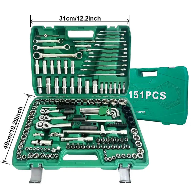 151-Piece Premium Automotive Tool Kit or a wet wipe | Ratchet Torque Wrench Ultra-Portable for Auto/Bike/Motorcycle Repair