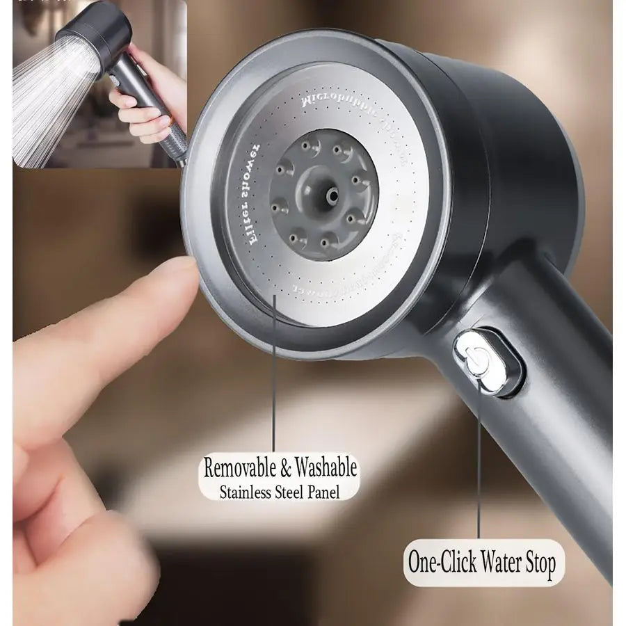 Pressure Shower Head With Handheld 4 Spray Modes Water Saving