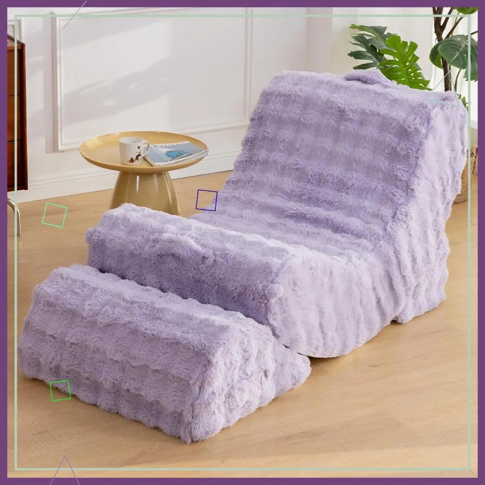 Memory Foam Bean Bag Chair With Adjustable Backrest Detachable Footrest
