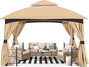 XMSJ Outdoor Gazebo With Mosquito Netting For Patio And Garden