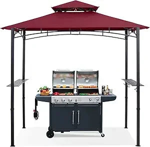 XMSJ Grill Gazebo Shelter With LED Light Outdoor Canopy