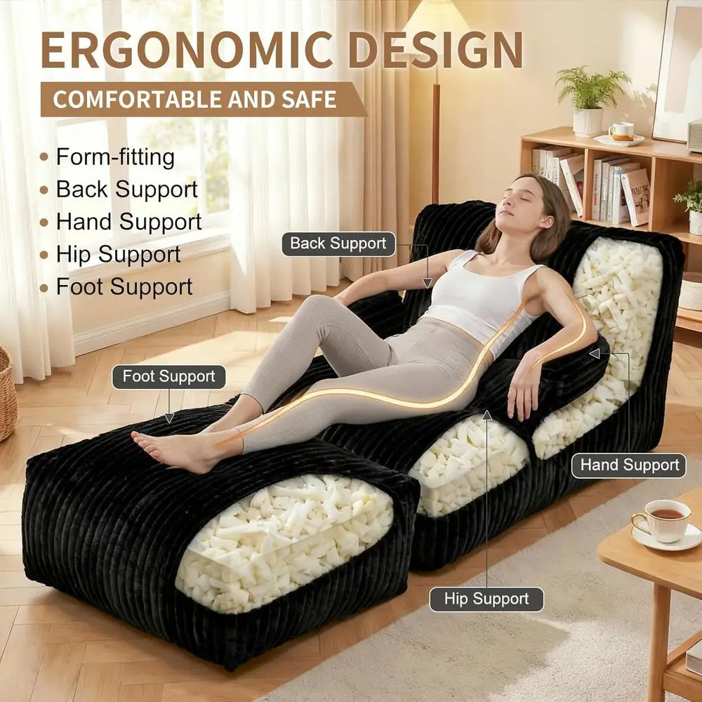 Bean Bag Chair With Memory Foam And Armrests For Living