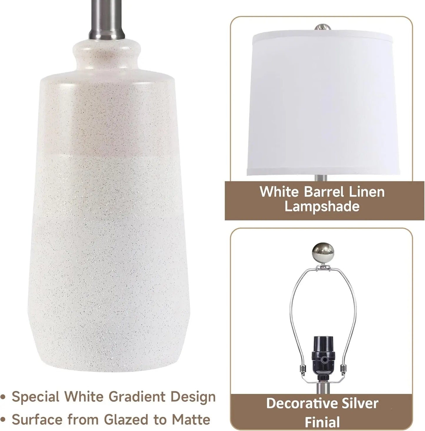 XMSJ Ceramic Table Lamps Set Of 2, Minimalist Matte Finish
