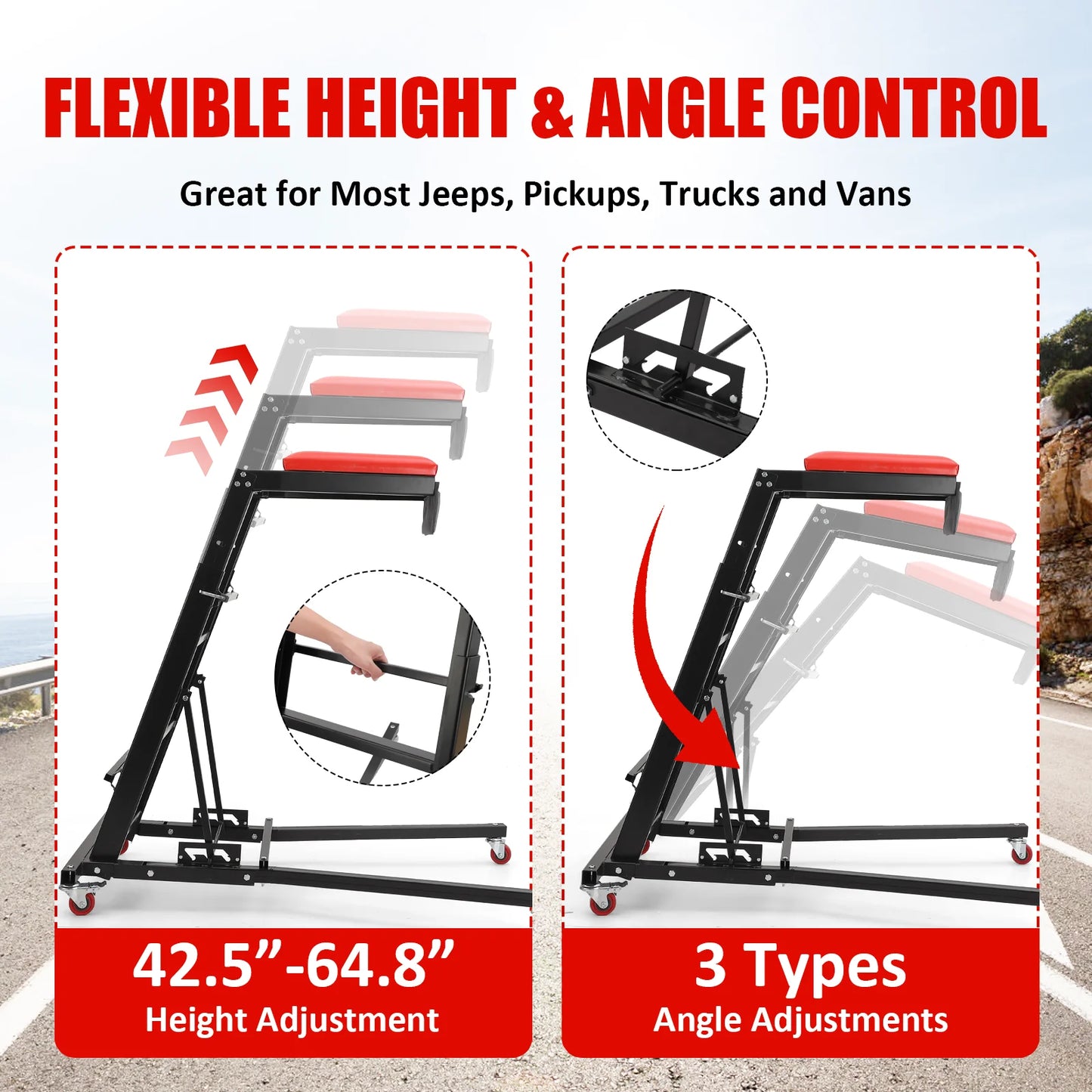 Garage Shop Engine Creeper Foldable Heavy Duty Adjustable Height