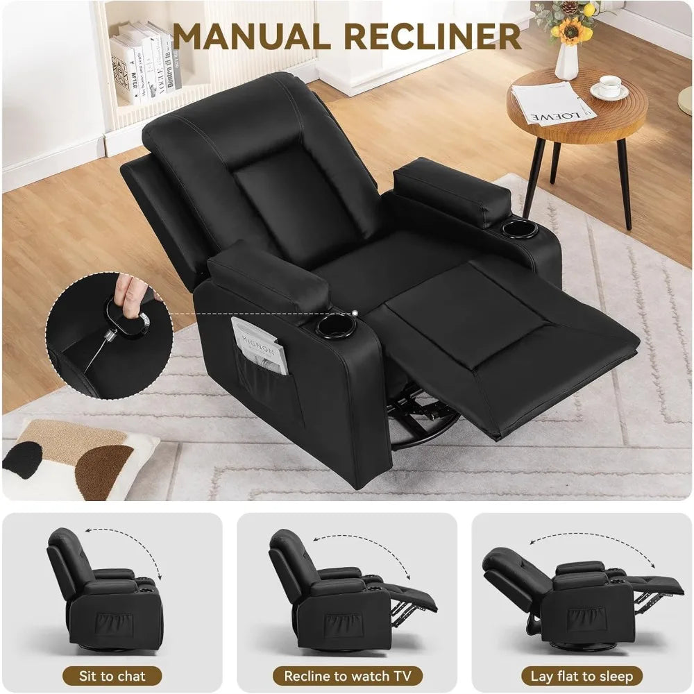 Recliner Massage Chair With Rotary Joystick And Cup Holder