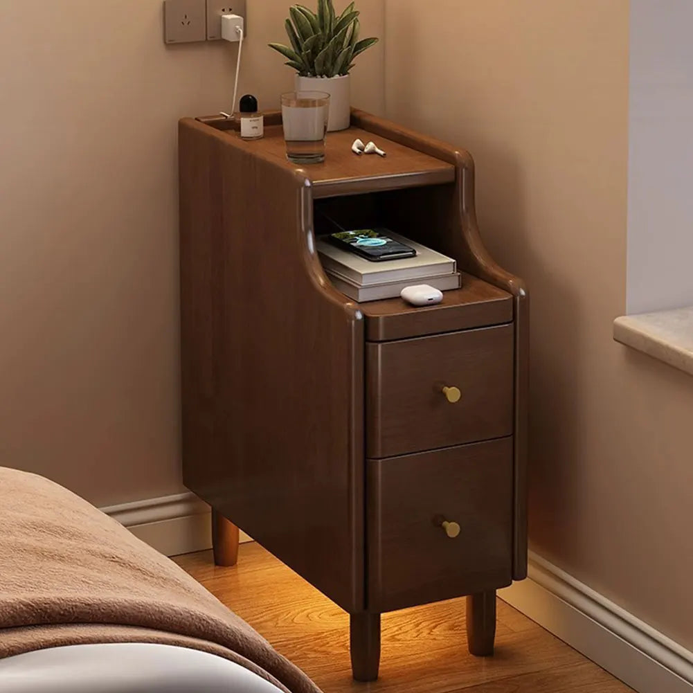 Ultra-Narrow Bedside Table With Storage Space Modern Nightstand