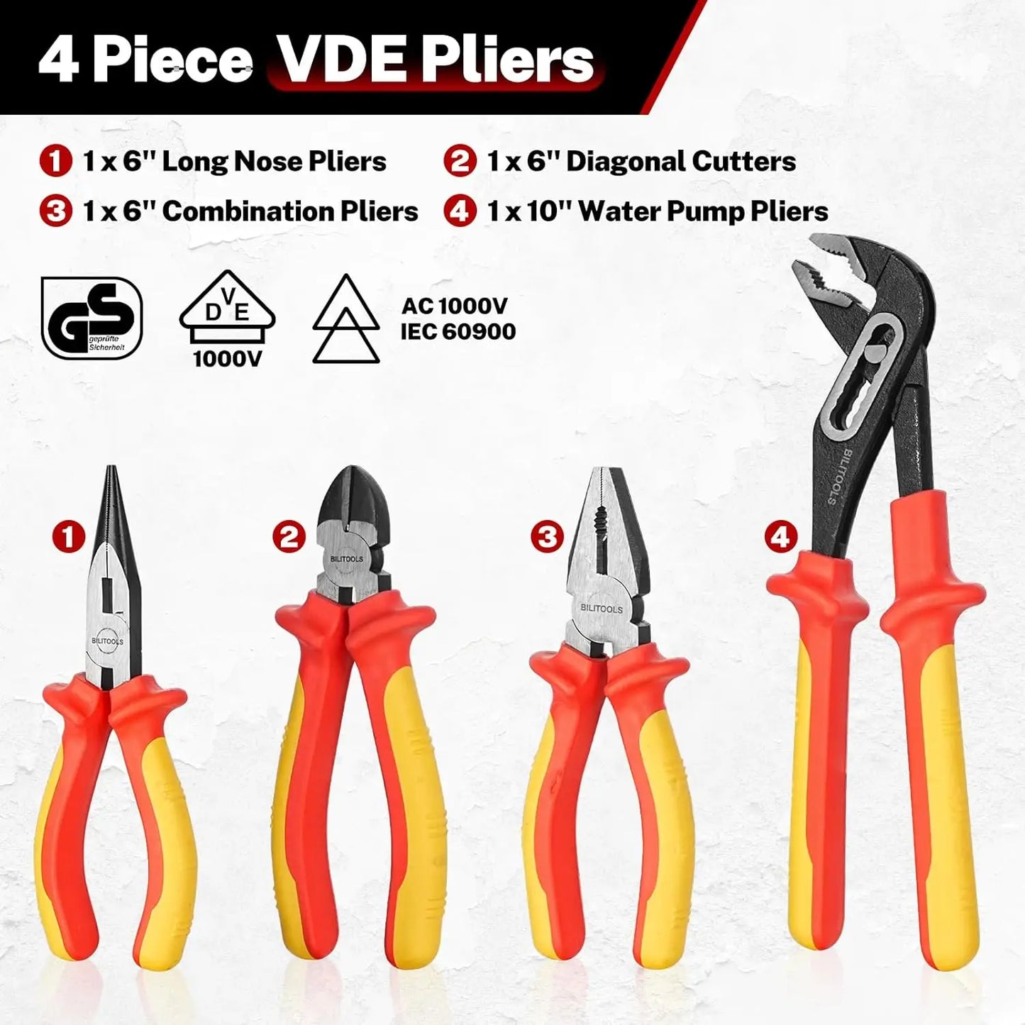 Insulated 1000V Screwdriver And Pliers Set With Magnetic Tips