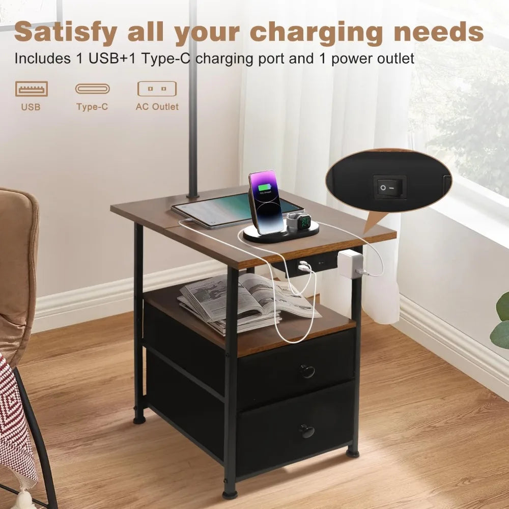 Floor Lamp With Table And Two Drawers Reading Lamp