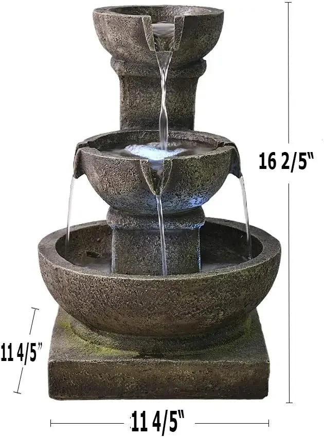 XMSJ Outdoor Waterfall Fountain With LED Lights For Patio