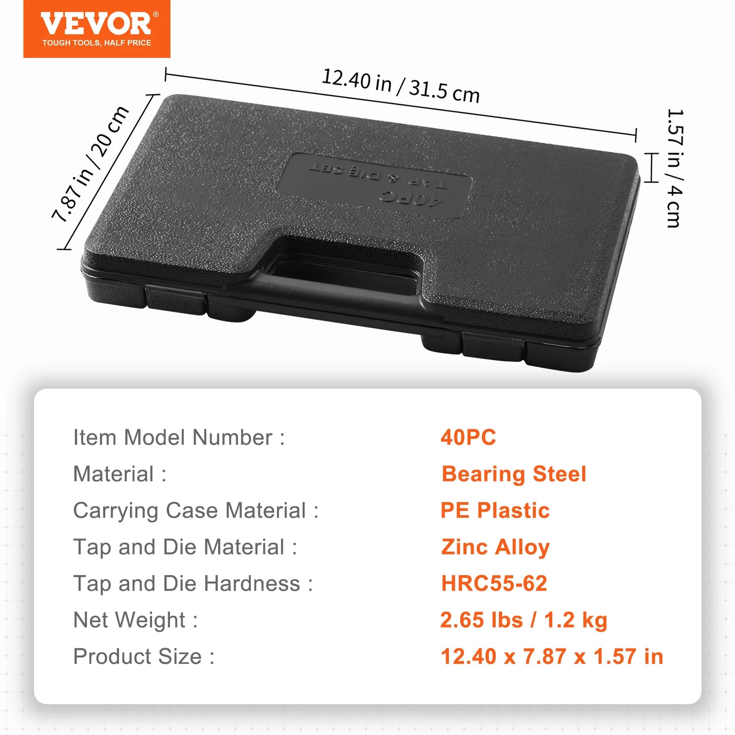 Tap and Die Set Bearing Steel for Metric SAE Threads