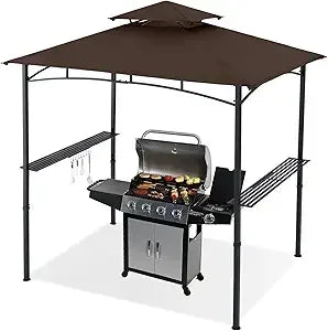XMSJ Grill Gazebo Shelter With LED Light Outdoor Canopy