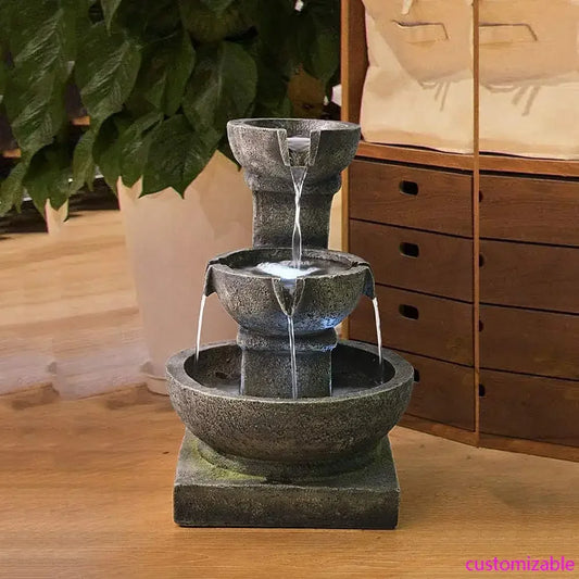 XMSJ Outdoor Waterfall Fountain With LED Lights For Patio