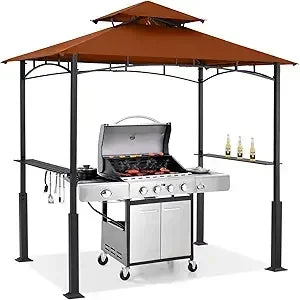 XMSJ Grill Gazebo Shelter With LED Light Outdoor Canopy